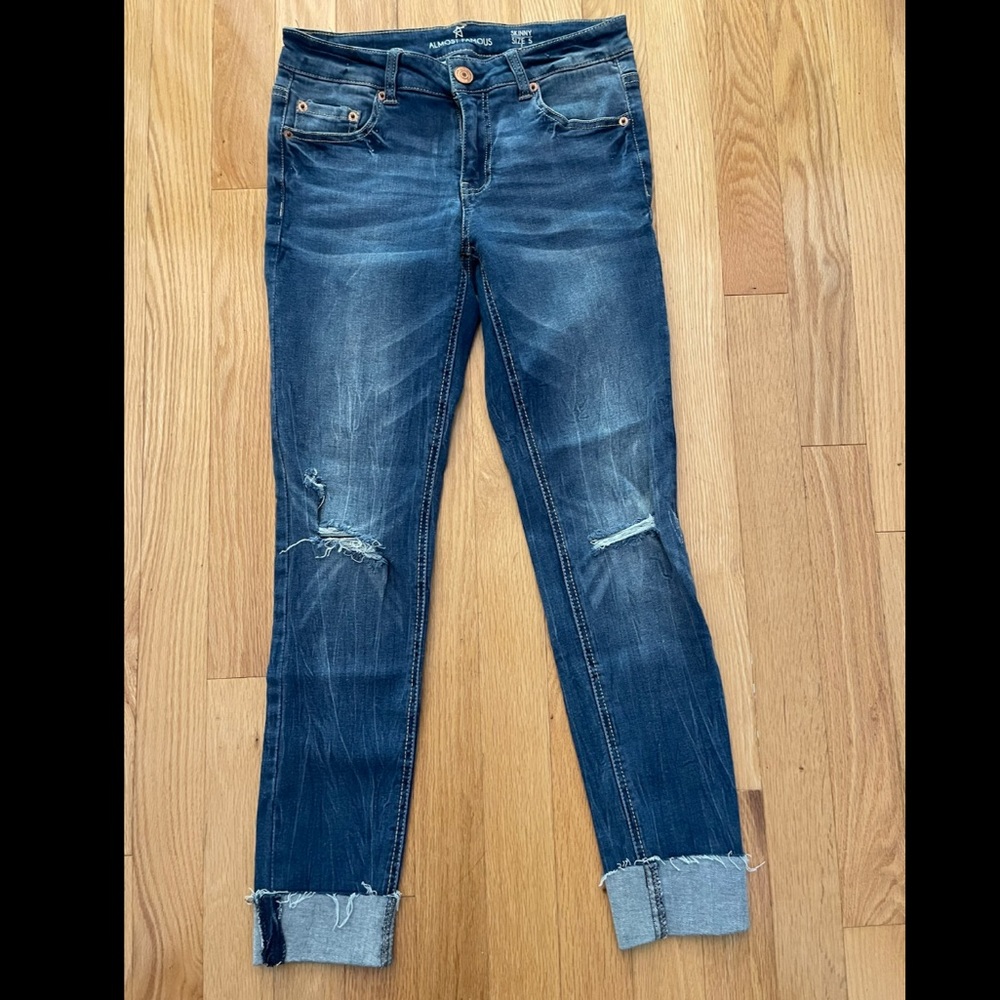 Almost Famous Skinny Stretch Distressed Cuffed Jean